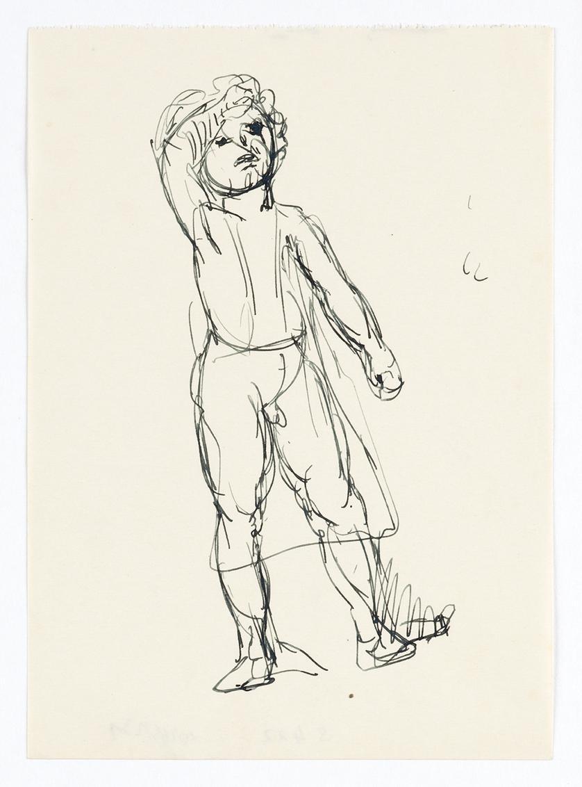 Georg Ehrlich, Knabe mit Schürze, Feder in Schwarz, 16,9 × 12,2 cm, Belvedere, Wien, Inv.-Nr. 1…