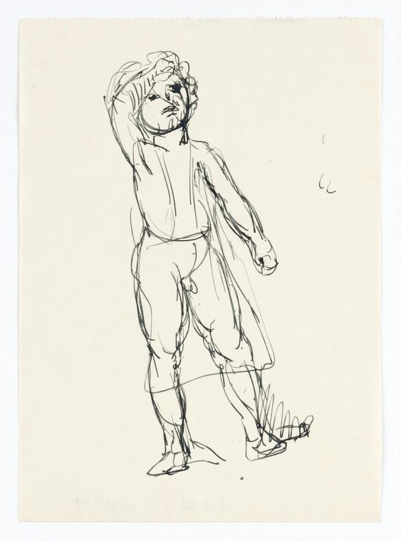 Georg Ehrlich, Knabe mit Schürze, Feder in Schwarz, 16,9 × 12,2 cm, Belvedere, Wien, Inv.-Nr. 1…