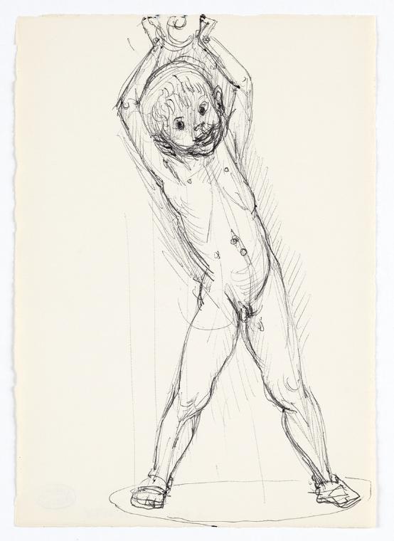 Stehender Knabe eine Schale über sich haltend (Skizze für eine Brunnenfigur)