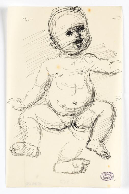 Georg Ehrlich, Sitzendes Kleinkind, Feder in Schwarz, 23,2 × 14,8 cm, Belvedere, Wien, Inv.-Nr.…