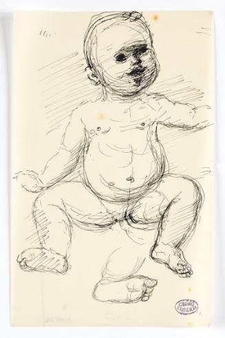 Georg Ehrlich, Sitzendes Kleinkind, Feder in Schwarz, 23,2 × 14,8 cm, Belvedere, Wien, Inv.-Nr.…