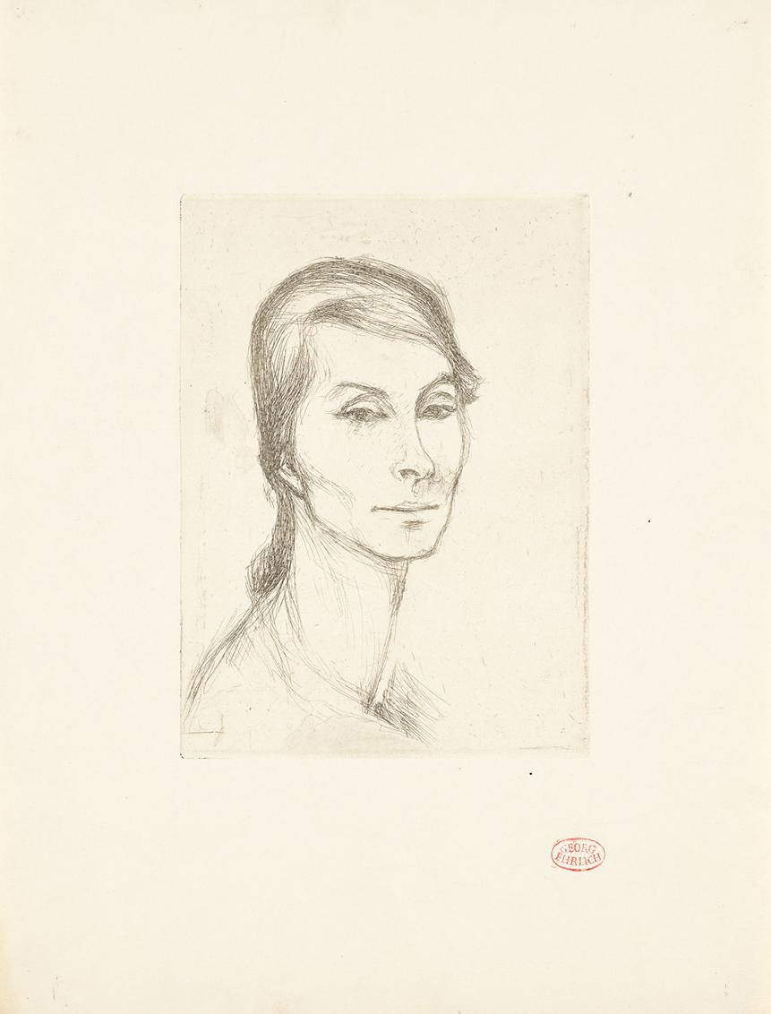 Georg Ehrlich, Damenbildnis, Radierung, Blattmaße: 32,7 × 24,9 cm, Belvedere, Wien, Inv.-Nr. 10…