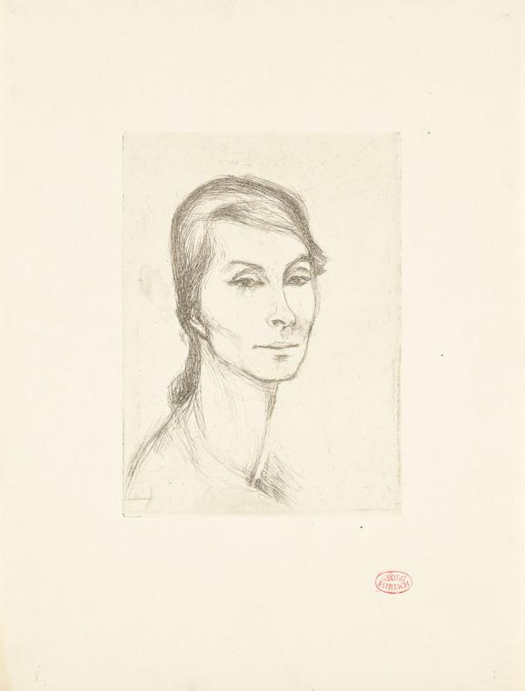 Georg Ehrlich, Damenbildnis, Radierung, Blattmaße: 32,7 × 24,9 cm, Belvedere, Wien, Inv.-Nr. 10…