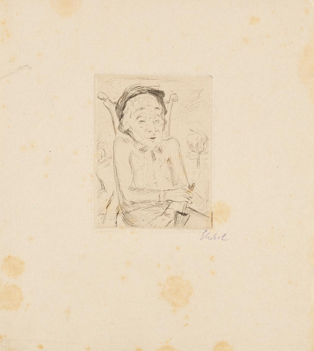 Georg Ehrlich, Sitzende alte Dame, Radierung, Blattmaße: 21,3 × 19,3 cm, Belvedere, Wien, Inv.-…
