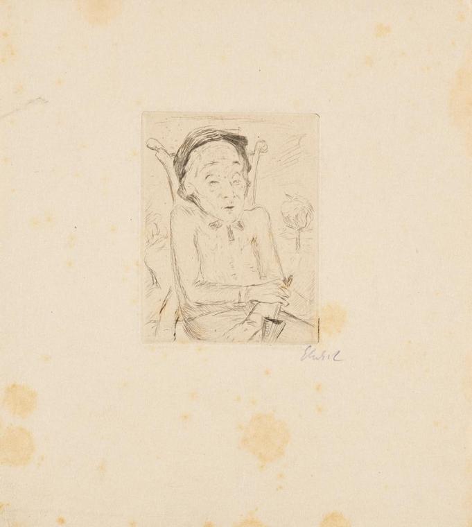 Georg Ehrlich, Sitzende alte Dame, Radierung, Blattmaße: 21,3 × 19,3 cm, Belvedere, Wien, Inv.-…