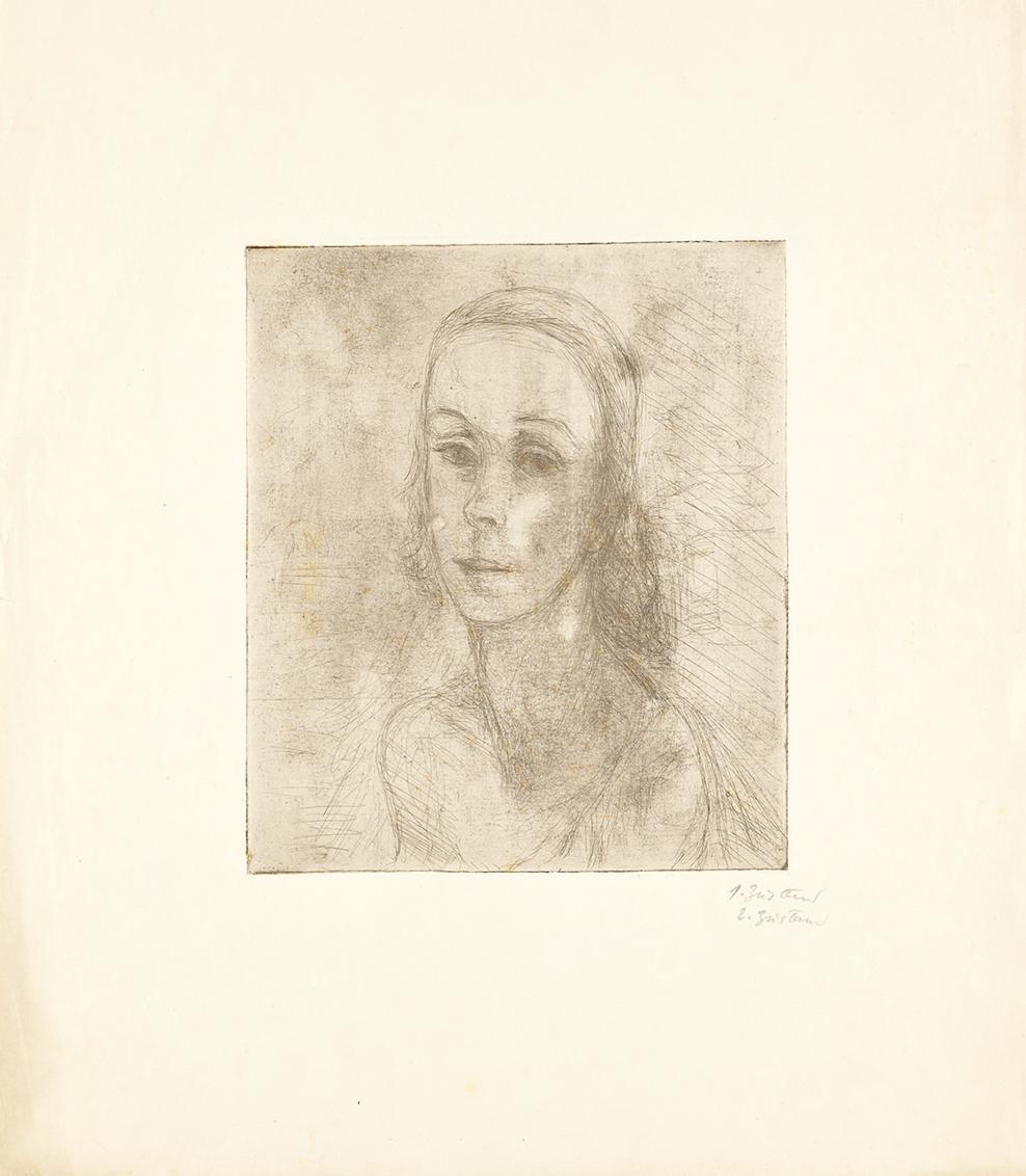 Georg Ehrlich, Mädchenbildnis, Radierung, Blattmaße: 39,8 × 35 cm, Belvedere, Wien, Inv.-Nr. 10…
