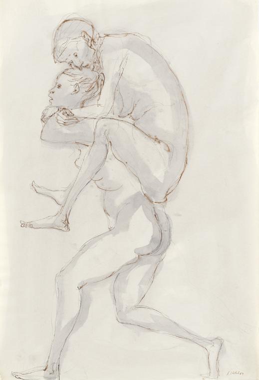 Georg Ehrlich, Jugend und Alter, 1964, Feder in Braun, laviert, Blattmaße: 48 × 33 cm, Belveder…