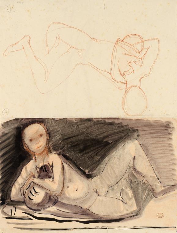 Weiblicher Akt mit Katze