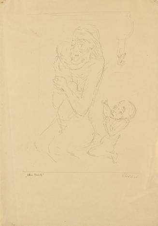 Georg Ehrlich, Kleine Familie, 1921, Feder, Blattmaße: 50 × 35,2 cm, Belvedere, Wien, Inv.-Nr.  ...