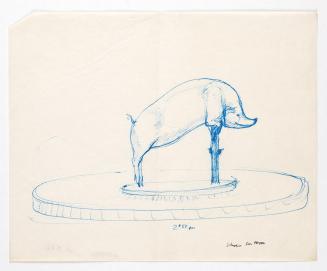 Georg Ehrlich, Schweinebrunnen, Kugelschreiber, 20,6 × 25,4 cm, Belvedere, Wien, Inv.-Nr. 10265 ...