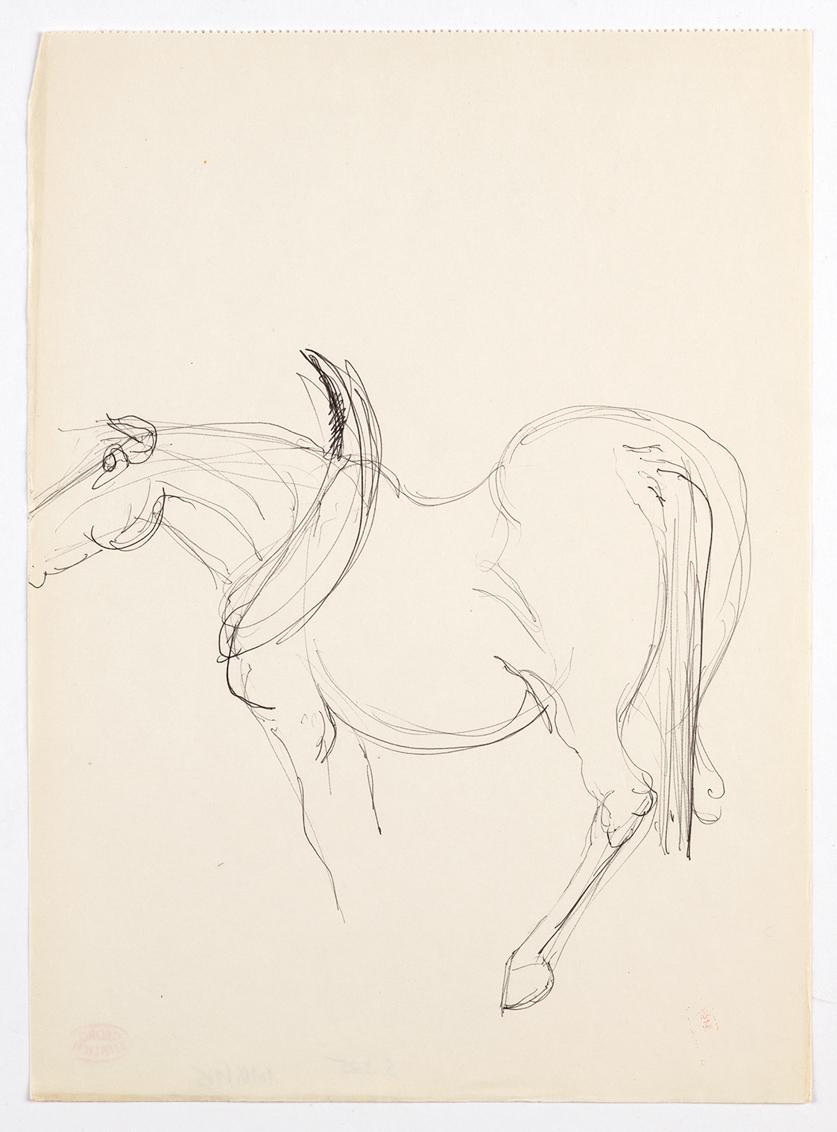 Georg Ehrlich, Stehendes Pferd, Kugelschreiber, 28,7 × 20,9 cm, Belvedere, Wien, Inv.-Nr. 10265 ...