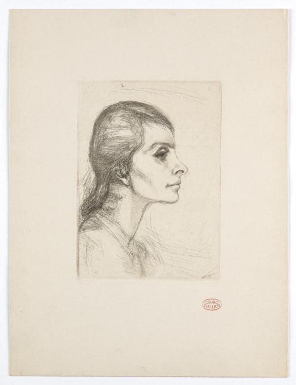 Georg Ehrlich, Frauenbildnis im Profil, undatiert, Radierung, Belvedere, Wien, Inv.-Nr. 10265/3…