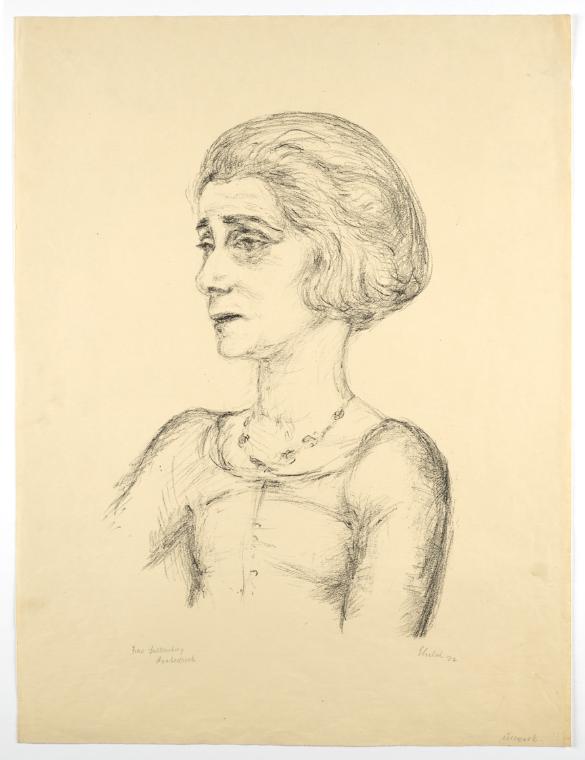 Georg Ehrlich, Porträt Frau Falkenberg, 1922, Lithografie (?), Blattmaße: 65,1 × 49,7 cm, Belve…
