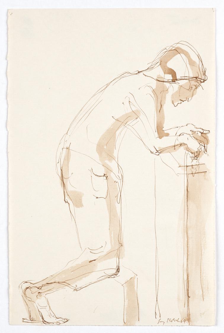 Georg Ehrlich, Betende, 1964, Tusche in braun, laviert, Blattmaße: 25 × 16,2 cm, Belvedere, Wie…