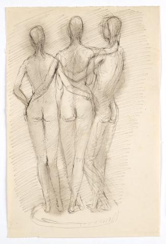Georg Ehrlich, Drei Grazien, undatiert, Tusche, laviert, Blattmaße: 29,7 × 19,7 cm, Belvedere, …
