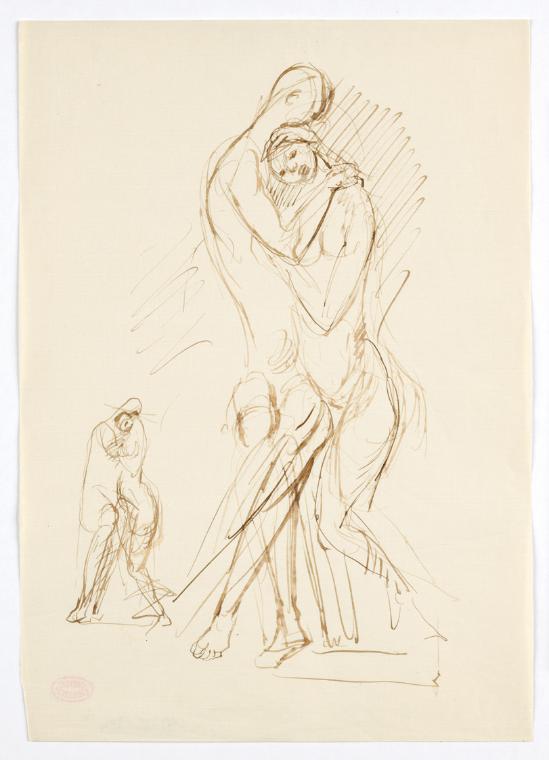Georg Ehrlich, Sich umarmende Paare, undatiert, Tusche in braun, Blattmaße: 29,6 × 21,1 cm, Bel…