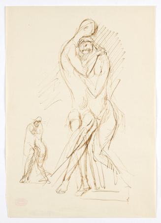 Georg Ehrlich, Sich umarmende Paare, undatiert, Tusche in braun, Blattmaße: 29,6 × 21,1 cm, Bel…