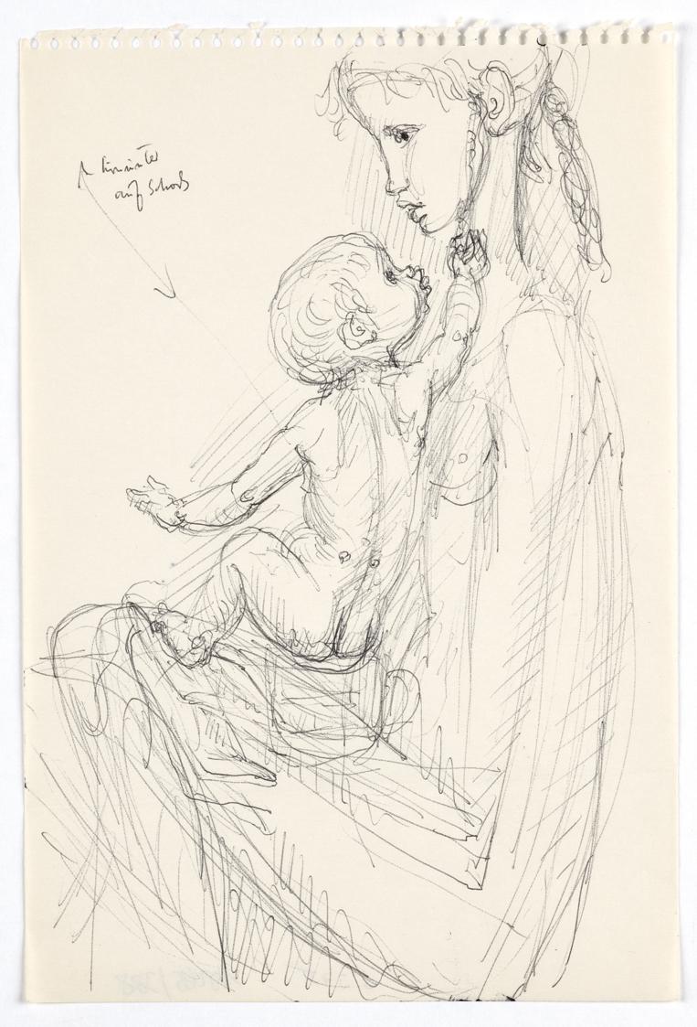 Georg Ehrlich, Der schlimme kleine Bruder, 1957, Kugelschreiber auf Papier, Blattmaße: 23,7 × 1…