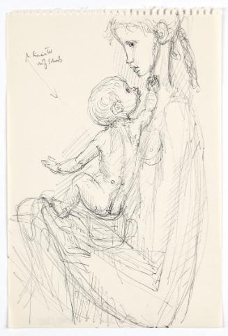 Georg Ehrlich, Der schlimme kleine Bruder, 1957, Kugelschreiber auf Papier, Blattmaße: 23,7 × 1…