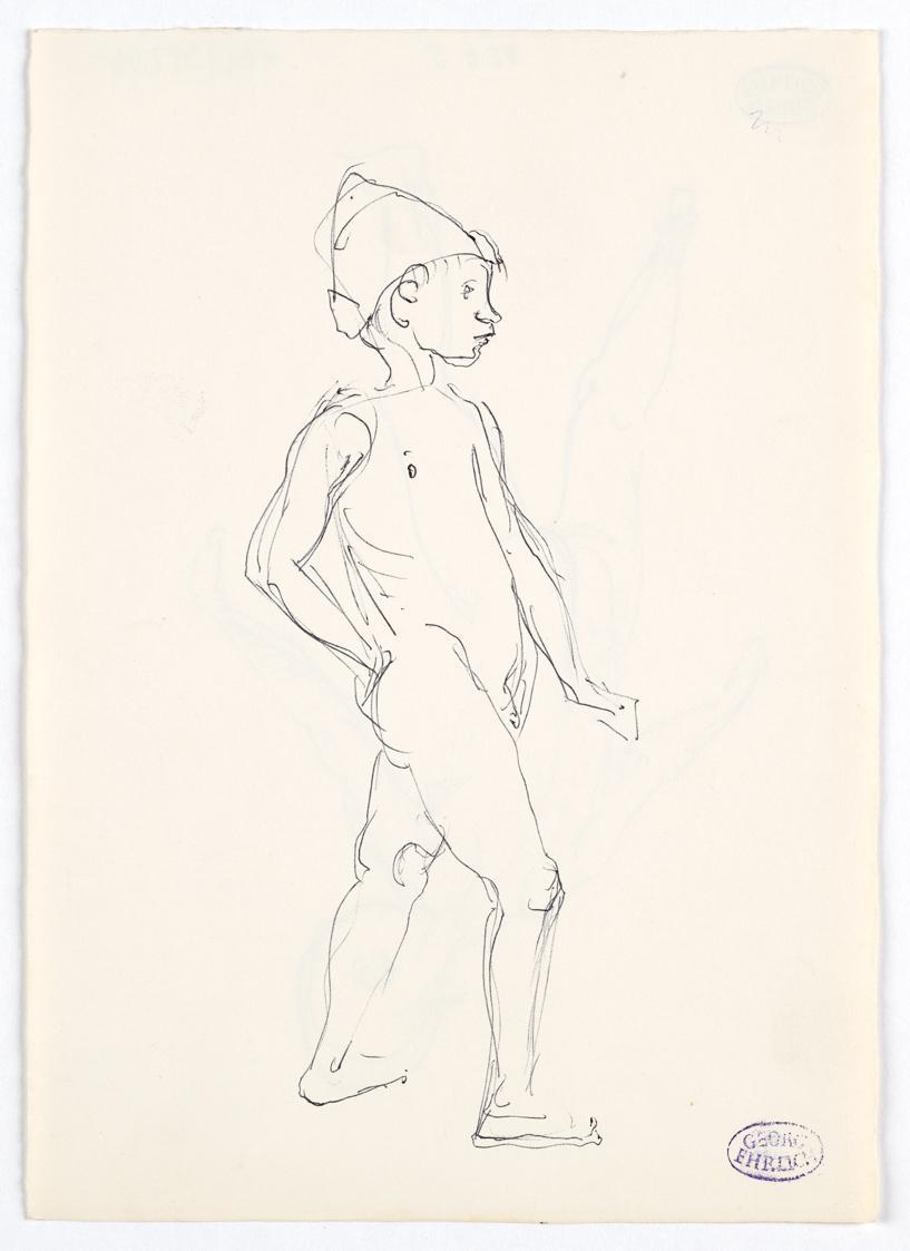 Stehender Knabe mit Hut