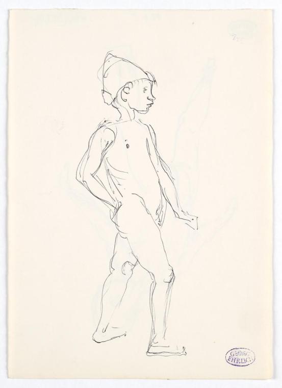 Stehender Knabe mit Hut