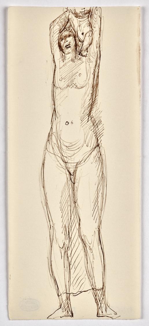 Georg Ehrlich, Mutter, Kind über den Kopf hebend II, um 1930, Tusche in braun, Blattmaße: 25,5 …