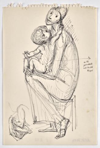 Georg Ehrlich, Der schlimme kleine Bruder, undatiert, Kugelschreiber auf Papier, Blattmaße: 24 …