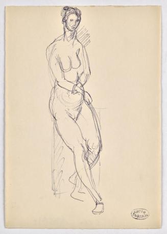 Georg Ehrlich, Frauenakt, undatiert, Kugelschreiber auf Papier, Blattmaße: 21 × 14,6 cm, Belved…
