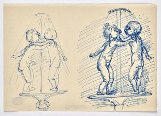 Georg Ehrlich, Brunnenentwürfe, undatiert, Kugelschreiber auf Papier, Blattmaße: 14,7 × 21,1 cm…