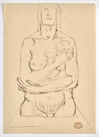 Georg Ehrlich, Mutter mit Kind, undatiert, Tusche in braun auf Papier, Blattmaße: 24,2 × 17 cm,…