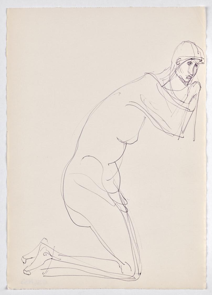 Georg Ehrlich, Betende, undatiert, Kugelschreiber auf Papier, Blattmaße: 29,6 × 20,9 cm, Belved…