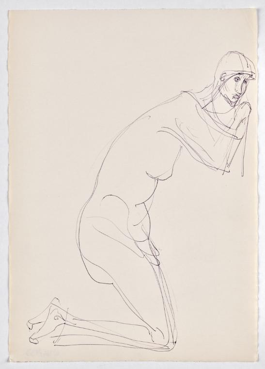 Georg Ehrlich, Betende, undatiert, Kugelschreiber auf Papier, Blattmaße: 29,6 × 20,9 cm, Belved…
