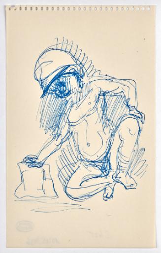 Georg Ehrlich, Hockendes Kleinkind, undatiert, Kugelschreiber auf Papier, Blattmaße: 22,7 × 14 …