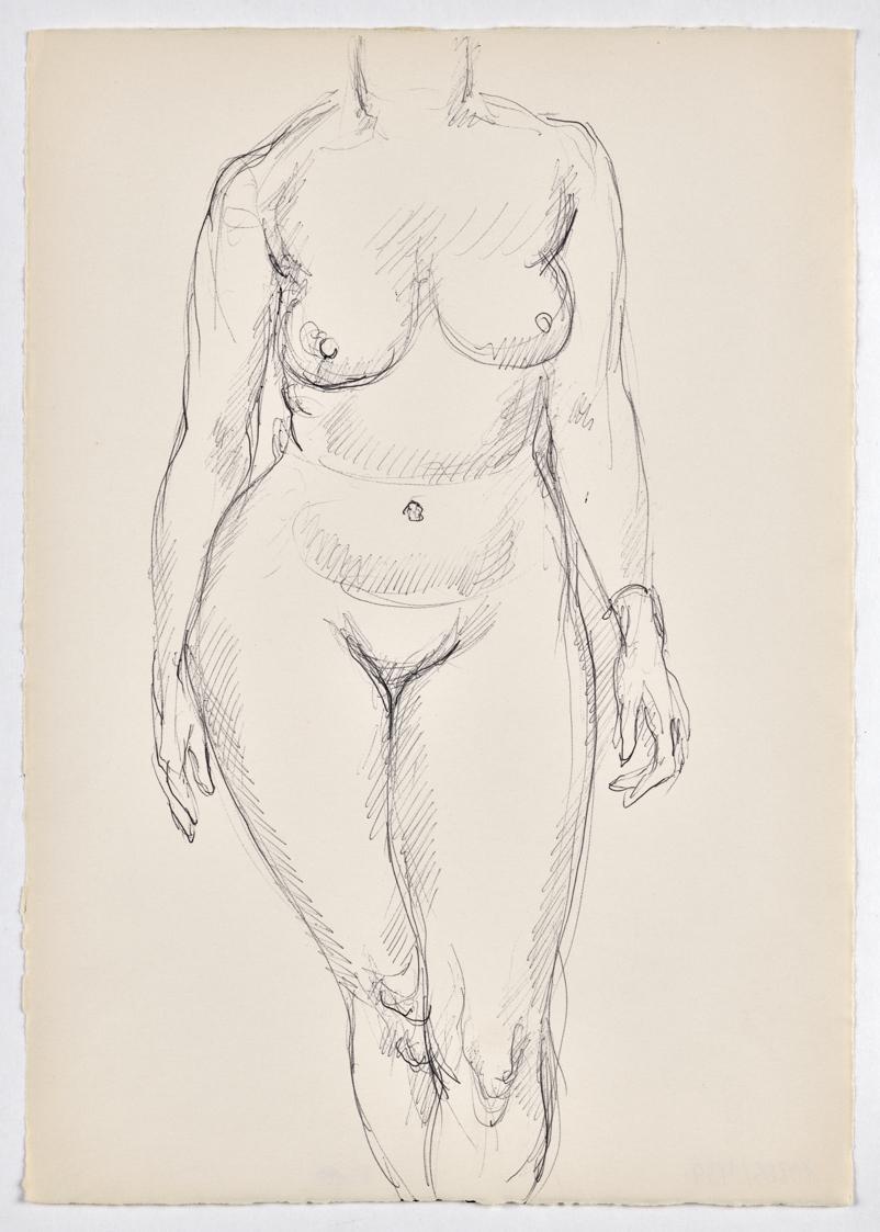 Georg Ehrlich, Weiblicher Akt, undatiert, Kugelschreiber auf Papier, Blattmaße: 29,7 × 20,9 cm,…