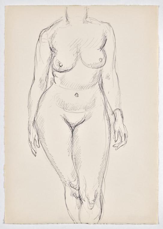 Georg Ehrlich, Weiblicher Akt, undatiert, Kugelschreiber auf Papier, Blattmaße: 29,7 × 20,9 cm,…