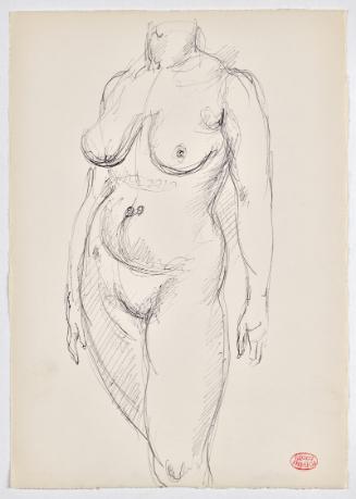 Georg Ehrlich, Weiblicher Akt, undatiert, Kugelschreiber auf Papier, Blattmaße: 29,7 × 20,9 cm,…