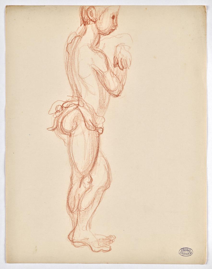 Georg Ehrlich, Stehender Knabe, undatiert, Rötel auf Papier, Blattmaße: 31,5 × 24,5 cm, Belvede…