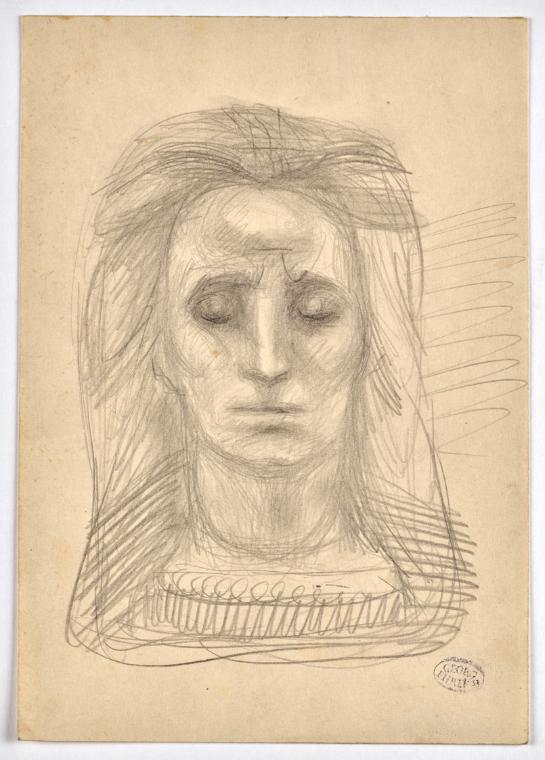 Georg Ehrlich, Frauenbüste, undatiert, Bleistift auf Papier, Blattmaße: 24,1 × 16,9 cm, Belvede…