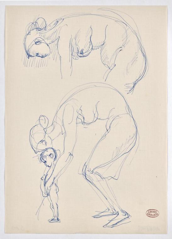 Mutter mit pissendem Knaben