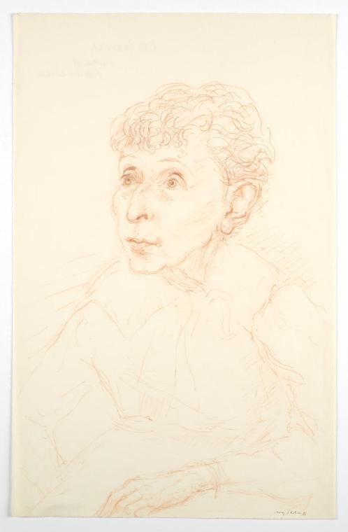 Georg Ehrlich, Porträt Lily Pavorich, 1958, Rötel und schwarze Kreide auf Papier, Blattmaße: 48…