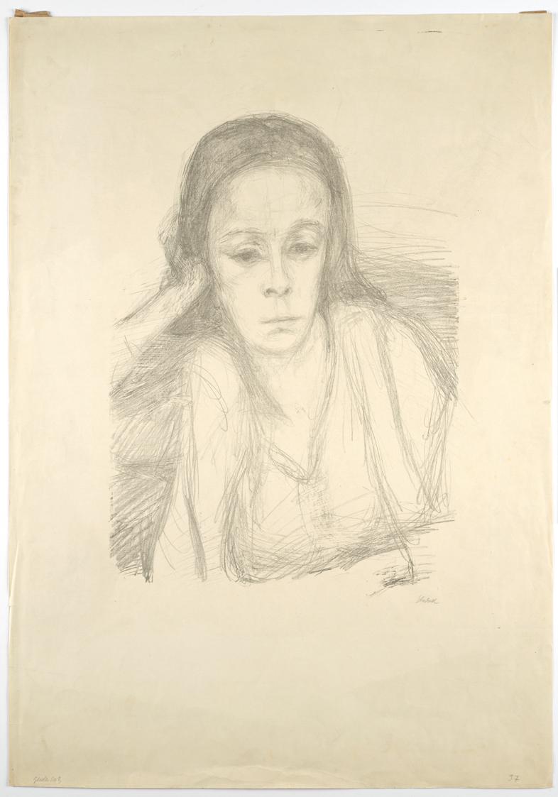 Georg Ehrlich, Porträt Gerda Seitz, 1937 (?), Lithografie auf Papier, Blattmaße: 71,2 × 50,1 cm…