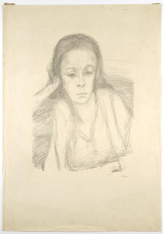 Georg Ehrlich, Porträt Gerda Seitz, 1937 (?), Lithografie auf Papier, Blattmaße: 71,2 × 50,1 cm…