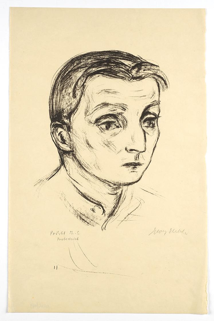 Georg Ehrlich, Porträt M. S., undatiert, Lithografie auf Papier, Blattmaße: 50,2 × 32,6 cm, Bel…