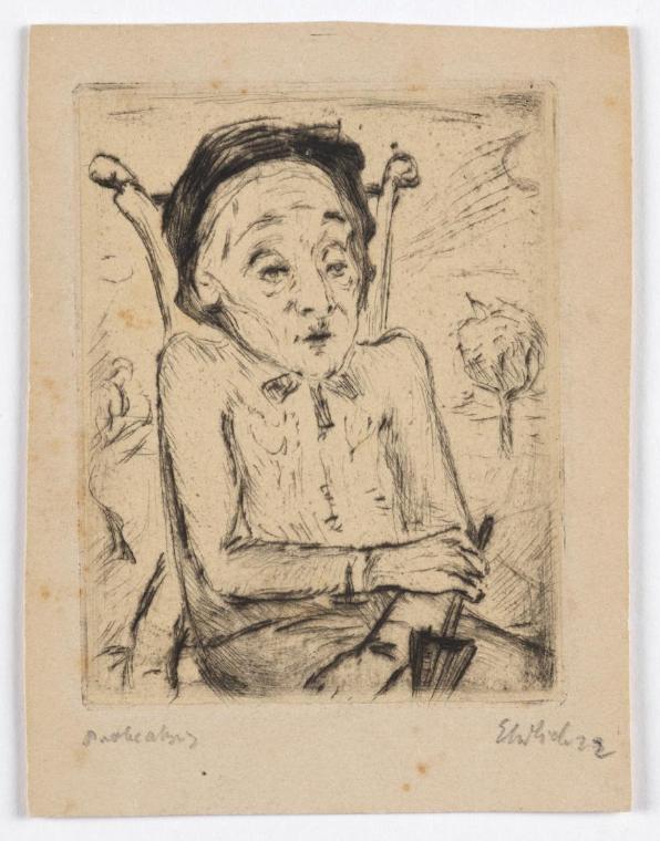 Georg Ehrlich, Betagte Dame im Lehnstuhl, 1922, Radierung auf Papier, Belvedere, Wien, Inv.-Nr.…