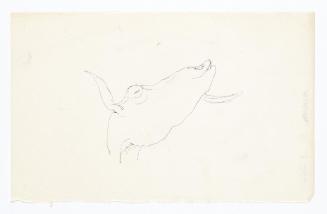 Georg Ehrlich, Ziegenkopf, Kugelschreiber auf Transparentpapier, 20,2 × 12,5 cm, Belvedere, Wie…