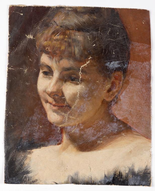 Walther Gamerith, Porträtstudie einer Dame, vor 1949, Öl auf Leinwand, 29,5 × 24 cm, Belvedere,…