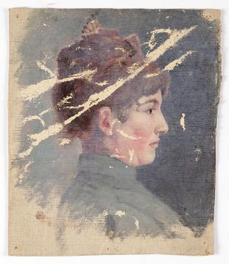 Walther Gamerith, Damenbildnis im Profil, vor 1949, Öl auf Leinwand, 23 × 20 cm, Belvedere, Wie…
