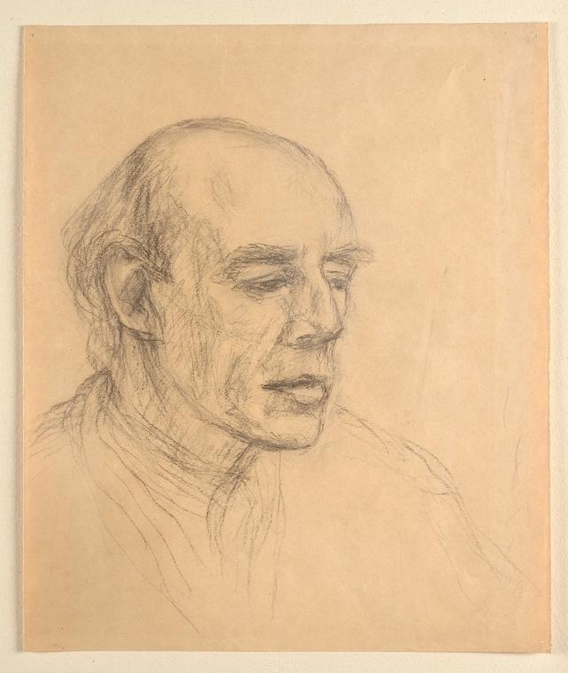 Walther Gamerith, Selbstporträt, um 1948, Kohle auf Papier, 48,5 x 41,5 cm, Belvedere, Wien, In…