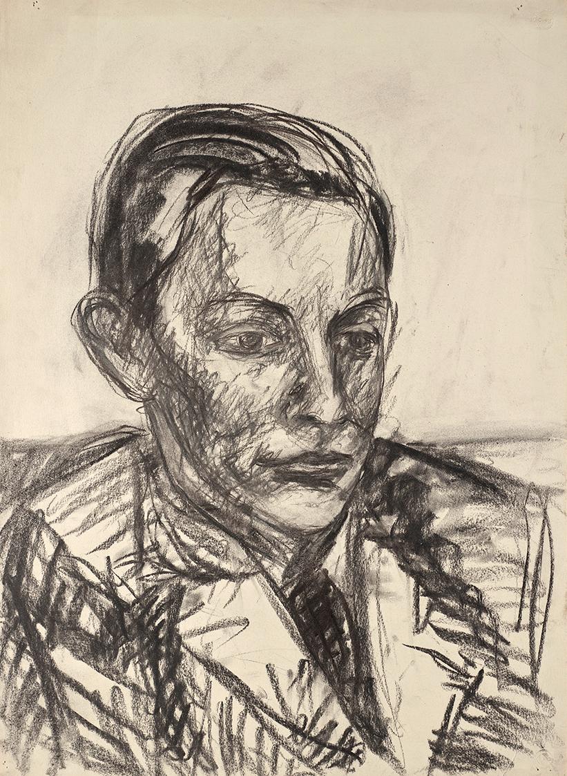 Grete Gamerith, Herrenbildnis, undatiert, Kohle auf Papier, 60 x 44 cm, Belvedere, Wien, Inv.-N…