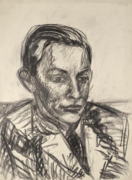 Grete Gamerith, Herrenbildnis, undatiert, Kohle auf Papier, 60 x 44 cm, Belvedere, Wien, Inv.-N…